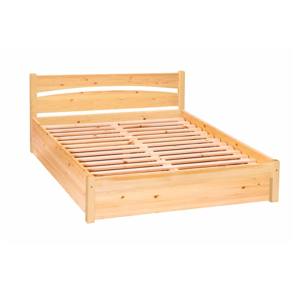 376G termék, fenyő franciaágy, natúr borovi fenyő ágy, 160x200-as fekvőfelülettel, gázrugós ágyneműtartóval