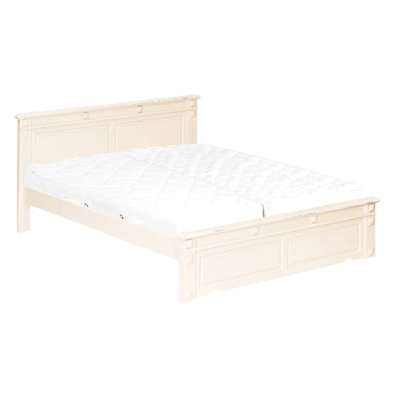ANT160 termék, fenyő franciaágy, festett fehér batikolt felületű, borovi fenyő ágy, 160x200-as fekvőfelülettel, fix kivitel